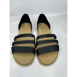 Crocs Sandals Womens 11 Tulum Slide Black Open Toe Comfort Casual Flats Slip On